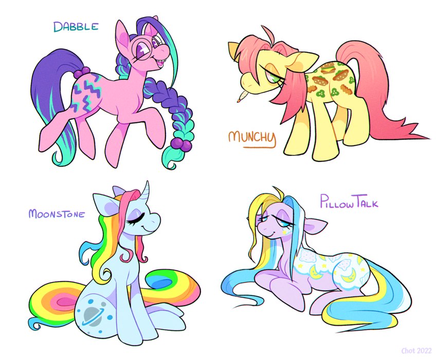 dabble, moonstone, munchy, and pillowtalk (my little pony and etc) created by chotpot