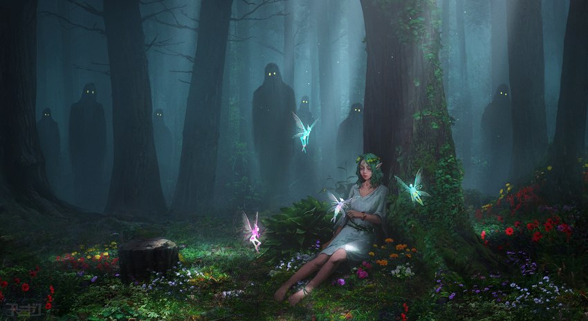 amazing_background ambiguous_gender barefoot blonde_hair blue_flower blue_glow clothed clothed_ambiguous clothed_female clothed_human clothed_humanoid clothing detailed_background dress fantasy feet female flower fog forest forest_background glowing glowing_body glowing_eyes glowing_wings grass group hair insect_wings ivy_(plant) light_body light_skin nature nature_background pink_glow plant poppy_(flower) purple_flower red_flower scenery_porn tree tree_stump white_flower wings yellow_eyes yellow_flower amamidori scp_foundation fairy human humanoid mammal sasquatch scp-1000 winged_humanoid 2021 character_request detailed digital_media_(artwork) digital_painting_(artwork) hi_res