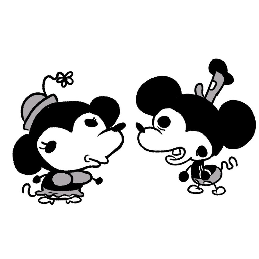 mickey mouse and minnie mouse (steamboat willie and etc) created by doobus goobus