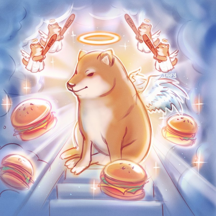 ambiguous_gender burger feral food group halo heaven r.i.p. tribute wings iahfy bonk_(meme) dogelore real_world cheems angel canid canine canis domestic_dog mammal shiba_inu spitz 1:1 2023 in_memoriam