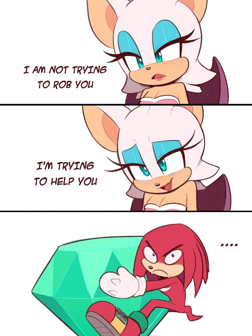 knuckles the echidna and rouge the bat (sonic the hedgehog (series) and etc) created by toonsite