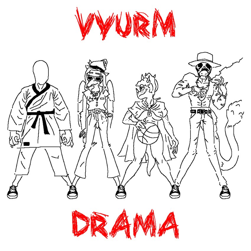 3_horns album_redraw anthro bald ball basketball_(ball) bottomless bottomless_anthro bottomless_female breasts clothed clothing elbow_feathers eyewear faceless_character feathered_tail feathered_wings feathers female fingers footwear freckles frill_(anatomy) group hair hat headgear headwear horn keikogi long_tail male martial_arts_uniform multi_horn shoes short_hair sneakers snout sportswear sunglasses tail topless topless_anthro topless_male under_boob wings unknown_artist cavemanon_studios goodbye_volcano_high gorillaz snoot_game anon_(snoot_game) fang_(gvh) reed_(gvh) trish_(gvh) ceratopsian dinosaur dromaeosaurid feathered_dinosaur feathered_scalie human mammal ornithischian prehistoric_species pterodactylus pterosaur reptile scalie theropod triceratops velociraptor 1:1 2023 album_cover black_and_white cover monochrome