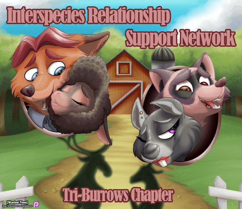 antlers barn black_body black_fur black_wool eyelashes eyes_closed fur grey_body grey_fur hair horn looking_back open_mouth picket_fence red_hair shadow wool_(fur) wastedtimeee disney zootopia gideon_grey sharla_(zootopia) travis_(zootopia) black-footed_ferret bovid canid canine caprine fox fox_squirrel mammal mustelid musteline red_fox rodent sciurid sheep tree_squirrel true_fox true_musteline weasel