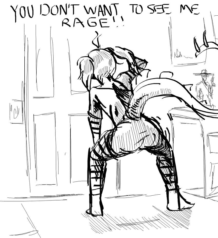 anthro butt caption dialogue female female_twerking inside long_tail pigtails solo spiked_tail spikes spikes_(anatomy) tail text twerking banco cavemanon_studios snoot_game cynthia_(snoot_game) dinosaur ornithischian prehistoric_species reptile scalie stegosaurian stegosaurus thyreophoran 2024 black_and_white english_text hi_res meme monochrome sketch