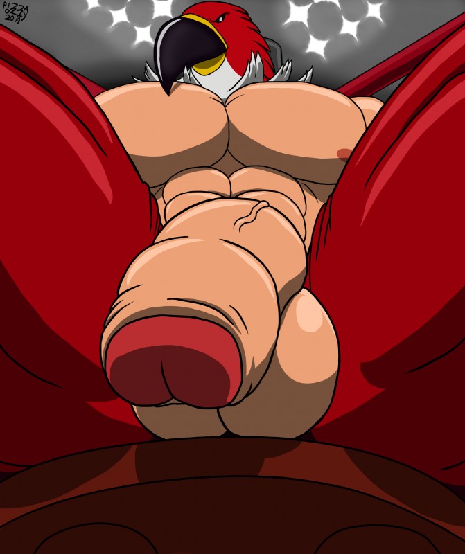 abs balls big_balls big_penis clothed clothing feathers flaccid for_a_head foreskin genitals humanoid_genitalia humanoid_penis looking_at_viewer looking_down male mask muscular muscular_male nipples pecs penis solo topless pizzaozzy_(artist) fatal_fury garou:_mark_of_the_wolves king_of_fighters snk tizoc animal_head animal_humanoid avian bird humanoid mammal 2019 absurd_res hi_res