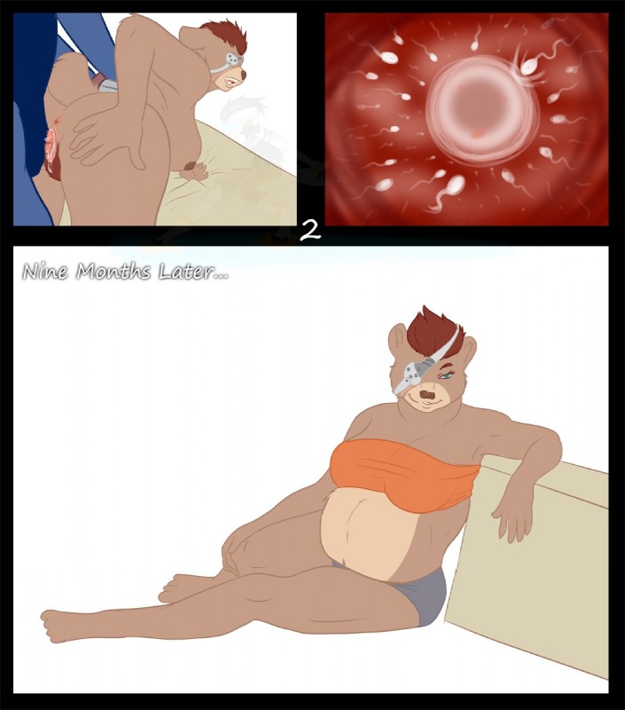 anthro belly big_belly big_breasts bodily_fluids breasts cum cum_in_pussy cum_inside duo female fur genital_fluids genitals huge_breasts impregnation internal male nipples ovum penis pregnant sex simple_background sperm_cell white_background pandastripe vanessa_richtenstein bear canid canine canis mammal wolf hi_res