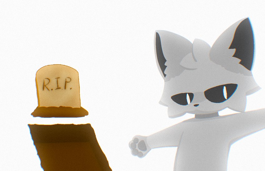 bread flat_chested food fur grey_body male paws simple_background solo tombstone white_background t_plan animal_humanoid canid canine canis humanoid mammal wolf hi_res