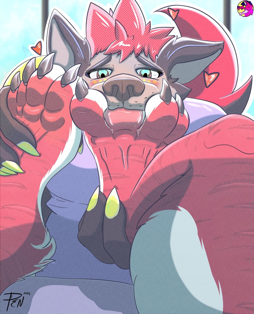 ambiguous_gender anthro blush claws duo feet foot_fetish foot_grab foot_in_mouth foot_lick foot_play foot_suck fur hair heart_symbol hindpaw licking male male/ambiguous pawpads paws red_body red_hair red_skin simple_background sucking toe_claws toe_in_mouth toe_suck toes tongue tongue_out white_body white_fur pengeddy vtuber jtwusky canid canine canis domestic_dog husky hybrid mammal nordic_sled_dog scalie spitz wolf absurd_res hi_res