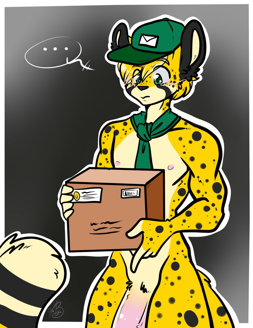 anthro casual_nudity clothing flaccid genitals hat headgear headwear male mostly_nude necktie package penis penis_base solo xizana zach_(gamerfox) cheetah felid feline mammal absurd_res hi_res