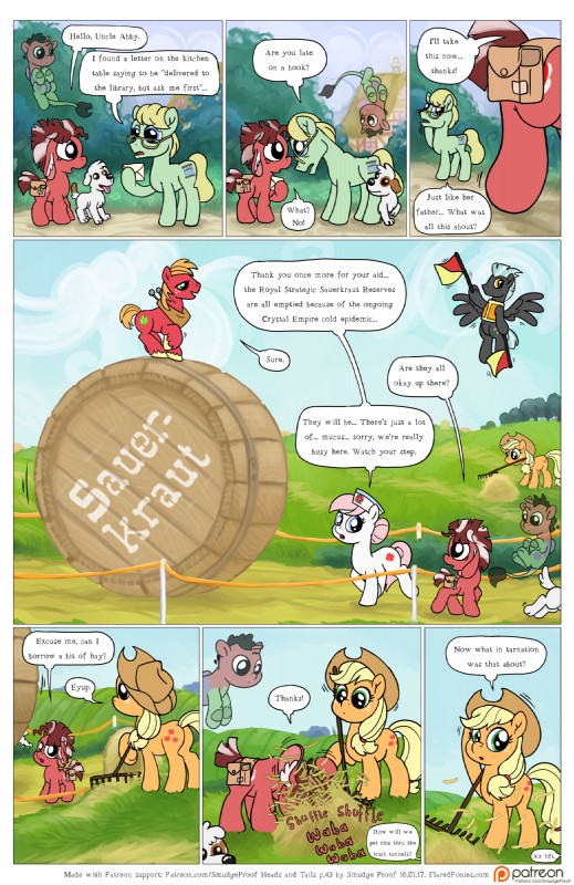 barrel day dialogue eschaton female feral flower forest fur grass greeting group horn inside morning open_mouth outside patreon_logo plant red_body red_fur sauerkraut semaphore sleeping speech_bubble text translucent translucent_body tree tulpa website_logo yawn young smudge_proof friendship_is_magic hasbro my_little_pony patreon applejack_(mlp) big_macintosh_(mlp) fan_character halcyon_(character) nurse_redheart_(mlp) thunderlane_(mlp) asinus canid canine canis domestic_dog donkey earth_pony equid equine horse mammal pony comic digital_media_(artwork) english_text hi_res url