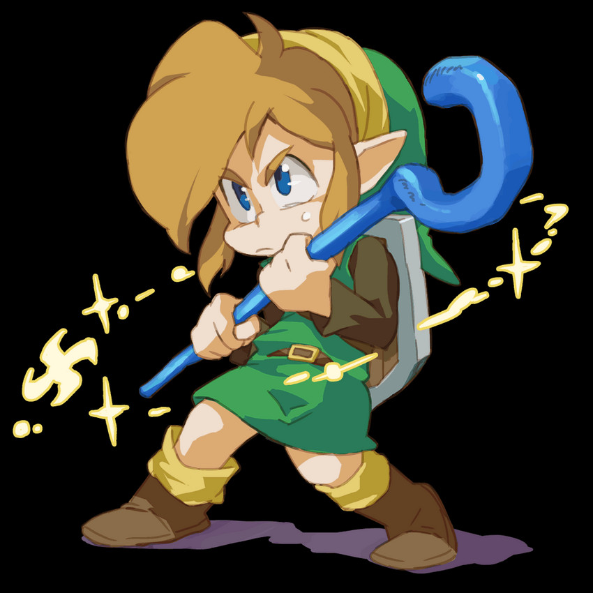 belt blonde_hair blue_eyes bodily_fluids cane clothing footwear hair hat headgear headwear humanoid_pointy_ears male not_furry pointy_ears solo sweat nemurism nintendo the_legend_of_zelda link humanoid hylian 1:1 2011 alpha_channel