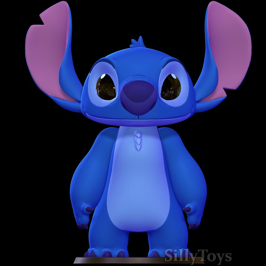 3d_modeling 3d_print 4_fingers 4_toes anthro big_ears big_nose black_background black_eyes blue_body blue_claws claws feet finger_claws fingers fur male simple_background smile solo standing toes sillytoys disney lilo_and_stitch stitch_(lilo_and_stitch) alien experiment_(lilo_and_stitch) 3d_(artwork) artist_name digital_media_(artwork) hi_res watermark