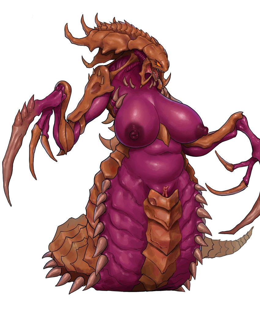 anthro apode areola big_breasts breasts female genitals legless nipples nude pussy serpentine simple_background solo white_background im51nn5 blizzard_entertainment starcraft arthropod hydralisk_(starcraft) insect zerg absurd_res hi_res