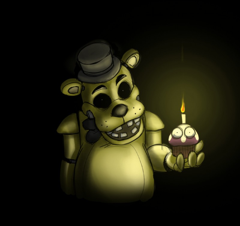 cupcake and golden freddy (five nights at freddy's and etc) created by mickeymonster
