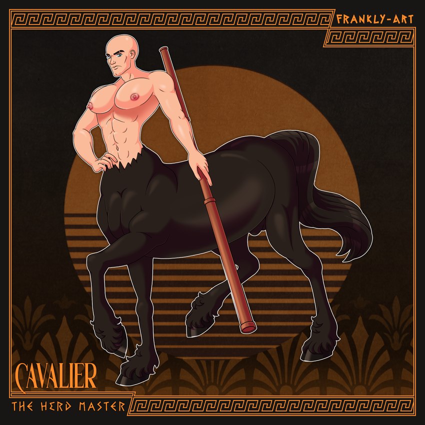 abs angry bald balls barazoku black_body black_fur black_tail blue_eyes erect_nipples fur genitals greek hooves male moobs muscular nipples pecs pholus_reborn pursed_lips shaved_head solo staff tail frankly-art european_mythology greek_mythology mythology cavalier_(pholus_reborn) centaur equid equid_taur equine humanoid humanoid_taur mammal mammal_taur taur 1:1 hi_res