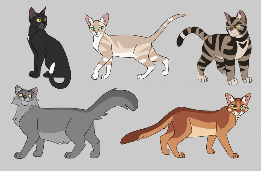 :3 ambiguous_gender black_body black_fur brown_body brown_fur countershading digitigrade dipstick_tail feet feral fluffy fluffy_tail fur green_eyes grey_background grey_body grey_fur group markings orange_body orange_fur paws quadruped simple_background sitting smile standing striped_body striped_fur stripes tail tail_markings tan_body tan_fur tuft white_body white_fur white_markings white_tail_tip yellow_eyes spageddy warriors_(book_series) dustpelt_(warriors) firestar_(warriors) graystripe_(warriors) ravenpaw_(warriors) sandstorm_(warriors) domestic_cat felid feline felis mammal tabby_cat 2021 digital_drawing_(artwork) digital_media_(artwork) flat_colors female_(lore) male_(lore) young_(lore)