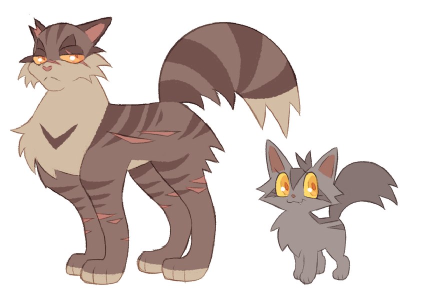 brown_body brown_fur duo feral fur grey_body grey_fur male scar tail tan_body tan_fur conditional_dnp labbit_(artist) warriors_(book_series) graystripe_(warriors) tigerstar_(the_prophecies_begin) domestic_cat felid feline felis mammal tabby_cat