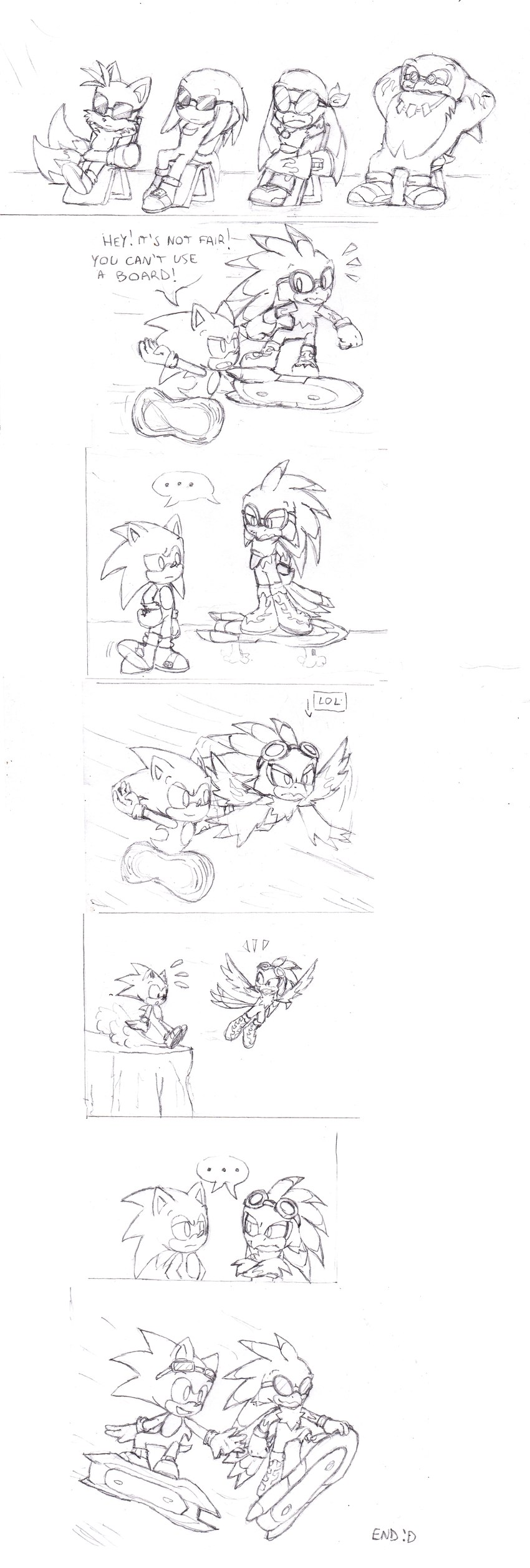 anthro boots clothing dialogue extreme_gear eyewear feathered_wings feathers female flying footwear goggles male running shoes sunglasses text wings biko97 sega sonic_riders sonic_the_hedgehog_(series) jet_the_hawk knuckles_the_echidna miles_prower sonic_the_hedgehog storm_the_albatross wave_the_swallow accipitrid accipitriform albatross avian bird canid canine echidna eulipotyphlan fox hedgehog hirundinid mammal monotreme oscine passerine procellariiform swallow_(bird) absurd_res comic english_text hi_res