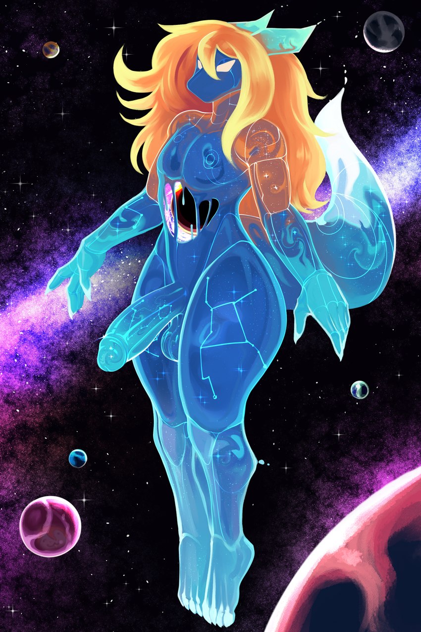 anthro balls biped black_hole blue_body claws cosmic_flesh erection femboy finger_claws genitals hair horn humanoid_genitalia humanoid_penis male mouthless nebula nude_anthro nude_male orange_hair penis solo space oro97 oro_(oro97) cosmic_being scalie 2024 digital_media_(artwork) hi_res