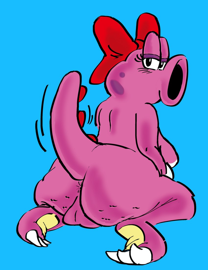 a anthro anus balls breasts cellulite genitals gynomorph intersex overweight overweight_gynomorph overweight_intersex raised_tail solo tail tail_anus thick_tail ratsinablanket mario_bros nintendo birdo_(character) birdo dinosaur prehistoric_species reptile scalie absurd_res hi_res