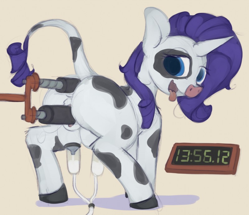 alternate_species anal anal_penetration bodily_fluids breast_milking female fucking_machine hair horn lactating machine milking_machine open_mouth penetration solo teats tongue tongue_out vaginal vaginal_penetration marsminer friendship_is_magic hasbro my_little_pony fan_character raricow_(mlp) rarity_(mlp) bovid bovine cattle mammal 2018 hi_res