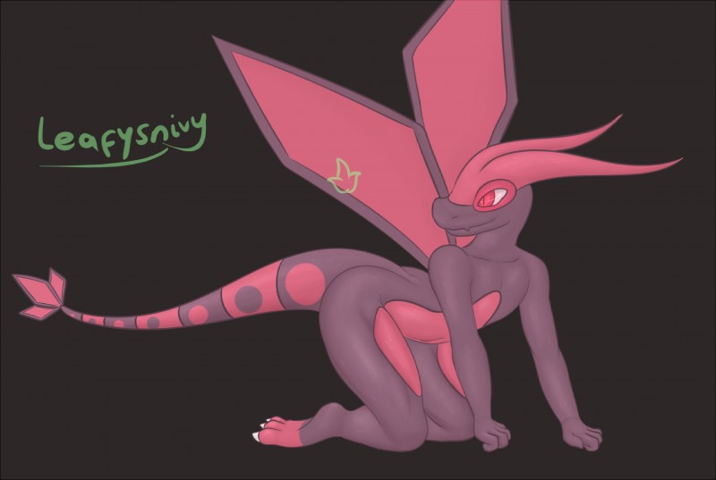 alternate_color anthro anthrofied butt female nude pokemorph simple_background smile solo tail wings leafysnivy mythology nintendo pokemon fan_character serenity_(leafysnivy) dragon flygon generation_3_pokemon mythological_creature mythological_scalie pokemon_(species) reptile scalie hi_res