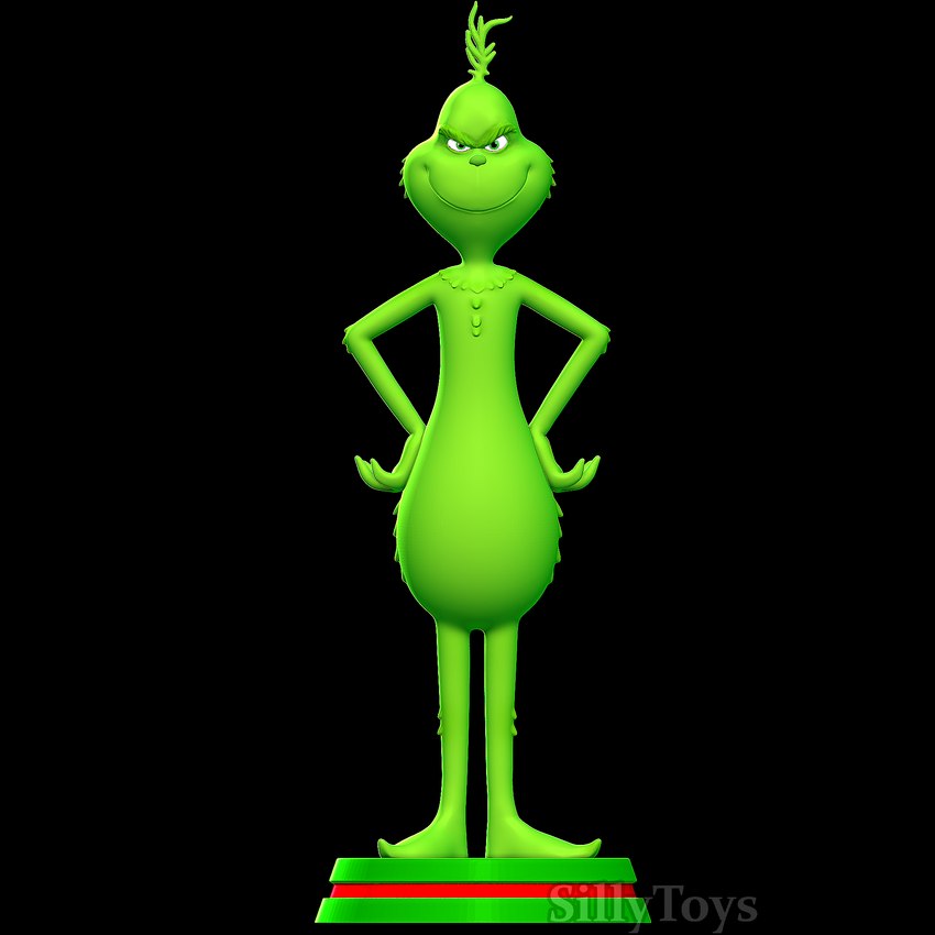 3d_modeling 3d_print anthro fur green_body hair hands_on_hips holidays looking_straight male simple_background smile solo spiky_hair standing sillytoys christmas dr._seuss how_the_grinch_stole_christmas! illumination_entertainment the_grinch_(2018) universal_studios grinch 1:1 3d_(artwork) digital_media_(artwork) hi_res