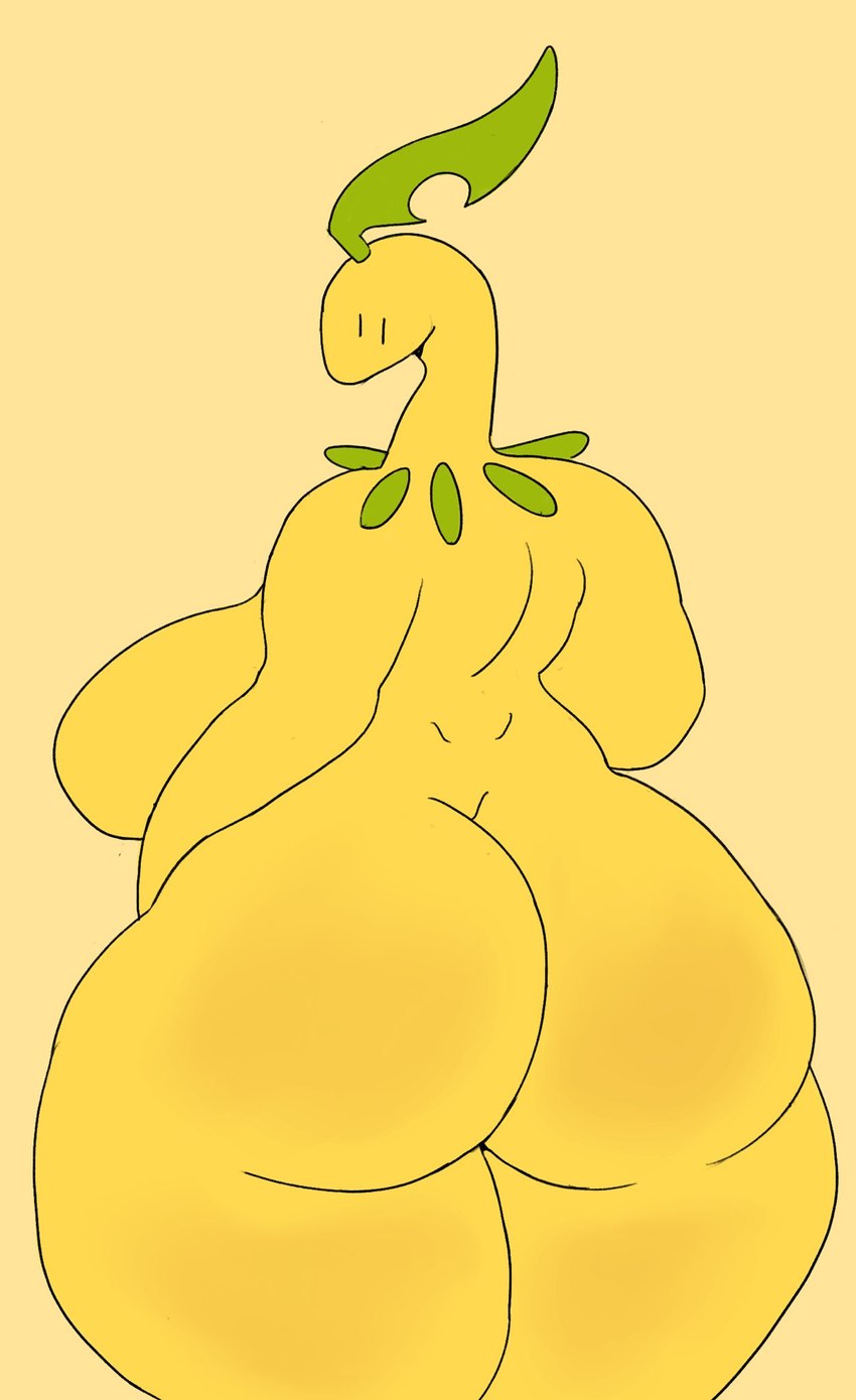 anthro big_breasts big_butt breasts butt female huge_butt nude nude_female plant pokemorph rear_view small_head solo standing voluptuous_female yellow_body ikiki nintendo pokemon bayleef elemental_creature flora_fauna generation_2_pokemon pokemon_(species) 2024 hi_res portrait three-quarter_portrait