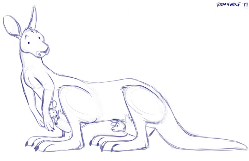 ambiguous_gender female group multi_leg multi_limb multi_pouch pouch_(anatomy) simple_background young remywolf kangaroo_taur macropod macropod_taur mammal mammal_taur marsupial marsupial_taur taur blue_and_white monochrome