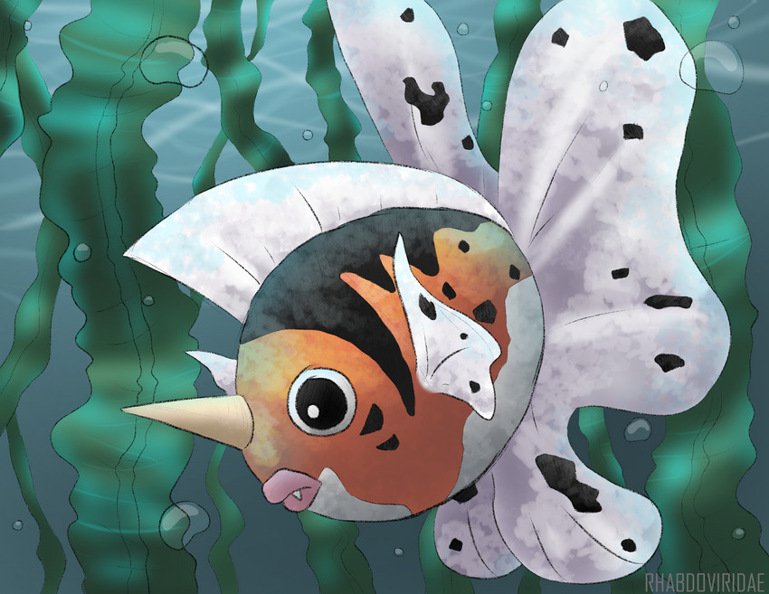 bubble fangs feral fin horn male seaweed solo spots teeth underwater water conditional_dnp wolftacos nintendo pokemon fish generation_1_pokemon marine pokemon_(species) seaking absurd_res digital_media_(artwork) hi_res