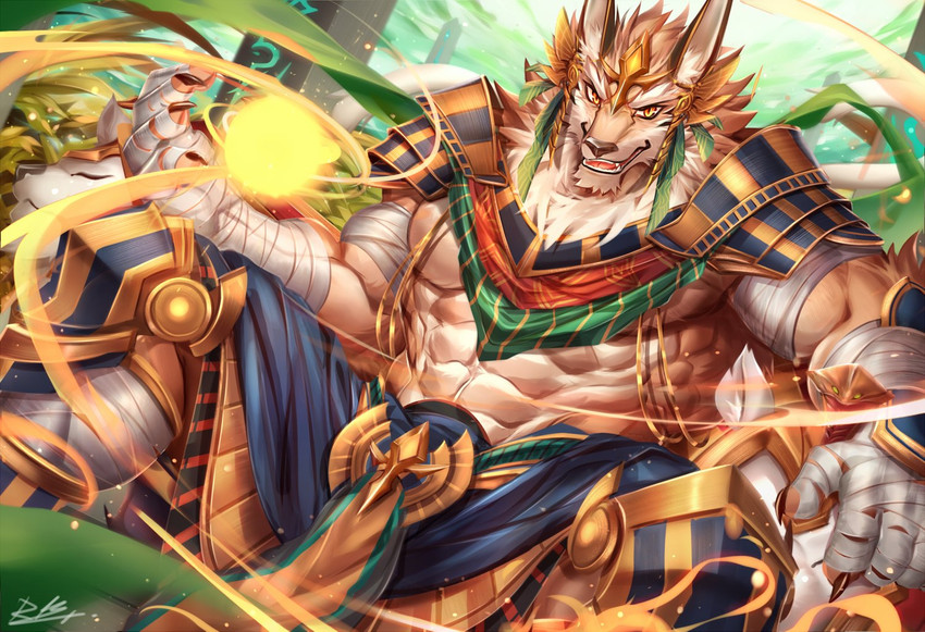 abs anthro biceps clothing fur hair male muscular muscular_anthro muscular_male simple_background solo rabbity egyptian_mythology middle_eastern_mythology mythology puzzle_and_dragons set_(deity) set_(puzzle_and_dragons) canid canine canis deity jackal mammal set_(species) 2020 digital_media_(artwork)