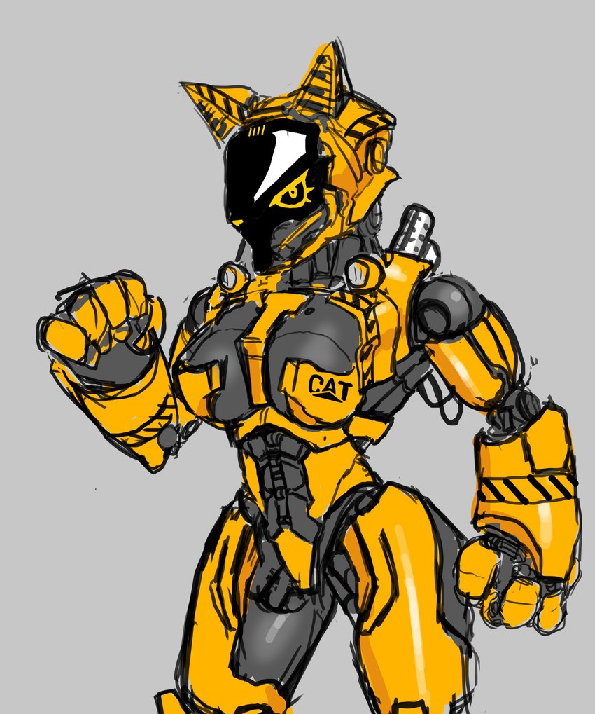 abs alternate_species anthro biped breasts construction construction_equipment construction_vehicle construction_worker equipment exhaust exhaust_pipe female fist furrification grey_body hazard_stripes industrial looking_at_viewer machine nude simple_background solo standing tailpipe thick_thighs vehicle yellow_body yellow_eyes im51nn5 felid feline mammal robot robot_anthro absurd_res alternate_version_at_source hi_res