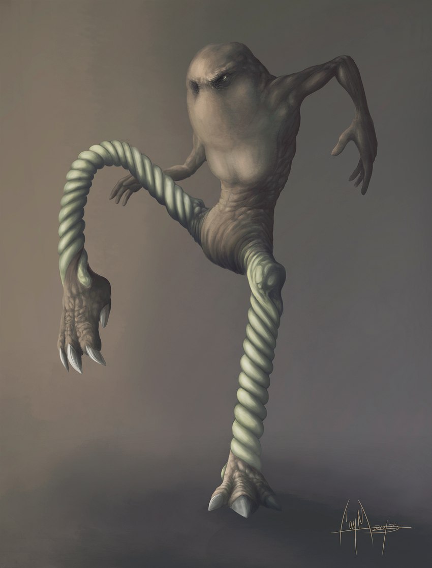 4_toes abs alternate_form athletic athletic_male brown_body brown_skin claws featureless_crotch feet fighting_pose front_view furrowed_brow glare grey_background grey_claws male male_humanoid mouthless noseless not_furry nude on_one_leg pecs plantigrade pose raised_leg realistic simple_background solo standing sunken_eyes tan_sclera toes caymartworks nintendo pokemon generation_1_pokemon hitmonlee humanoid monster monstrous_humanoid pokemon_(species) 2013 full-length_portrait hi_res portrait