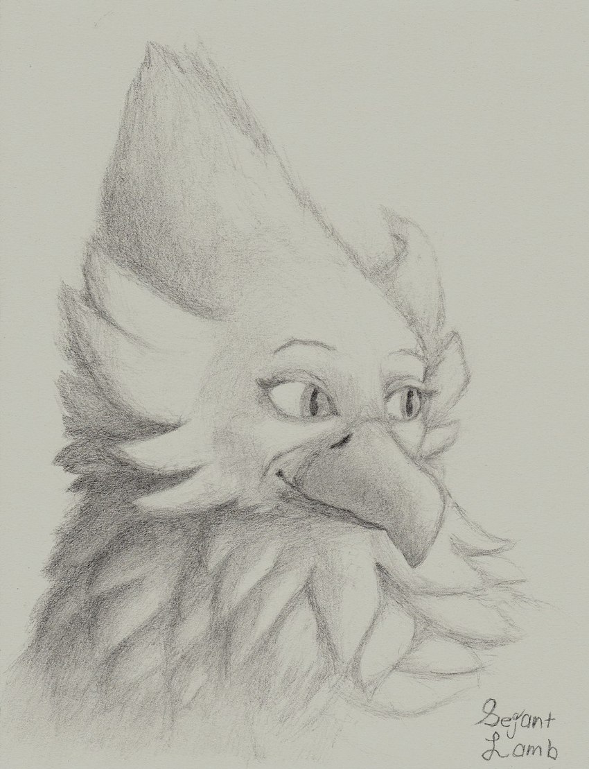 ambiguous_gender anthro beak cheek_tuft eyebrows facial_tuft feather_tuft feathers fluffy looking_aside looking_away male pupils raised_eyebrows slit_pupils smile solo tuft sejantlamb shou_(securipun) accipitrid accipitriform avian bird eagle 2020 graphite_(artwork) greyscale headshot_portrait hi_res monochrome portrait signature traditional_media_(artwork)