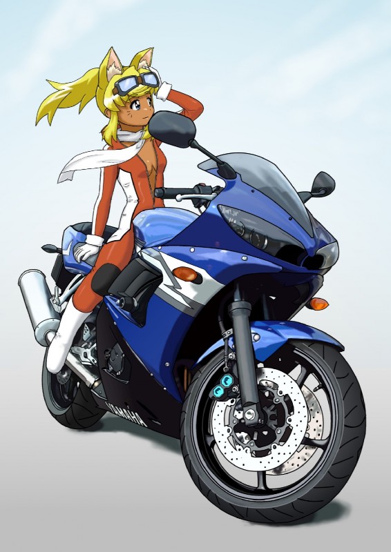 alternative_fashion bikesuit blonde_hair blue_eyes breasts cleavage clothed clothing eyewear female goggles gyaru hair human_and_animal_ears j-fashion jumpsuit leather motorcycle multi_ear ponytail scarf solo unzipped unzipped_jumpsuit vehicle zipper zipper_down zipper_jumpsuit unknown_artist magical_pokaan mythology yamaha liru_(magical_pokaan) tokka animal_humanoid canid canid_humanoid canine canine_humanoid canis humanoid mammal mammal_humanoid mythological_canine mythological_creature werecanid werecanine werecreature werewolf wolf wolf_humanoid hi_res