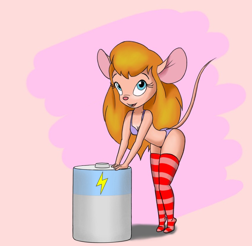 anthro battery blue_eyes bra clothing female legwear looking_up panties pattern_clothing pattern_legwear pattern_stockings pink_background purple_clothing purple_underwear simple_background solo stockings striped_clothing striped_legwear striped_stockings stripes underwear itsjustflesh chip_'n_dale_rescue_rangers disney gadget_hackwrench mammal mouse murid murine rodent 2017 hi_res