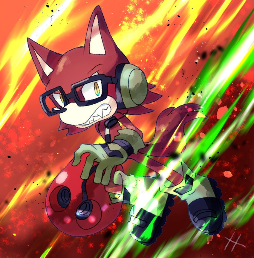 anthro boots clenched_teeth clothing eyewear fangs footwear frown frown_eyebrows frowning_at_viewer fur glasses gloves handwear holding_object looking_at_viewer male red_body red_fur shoes solo teeth yellow_eyes plus2sf sega sonic_forces sonic_the_hedgehog_(series) custom_character_(sonic_forces) gadget_the_wolf canid canine canis mammal wolf 2024 digital_drawing_(artwork) digital_media_(artwork) hi_res