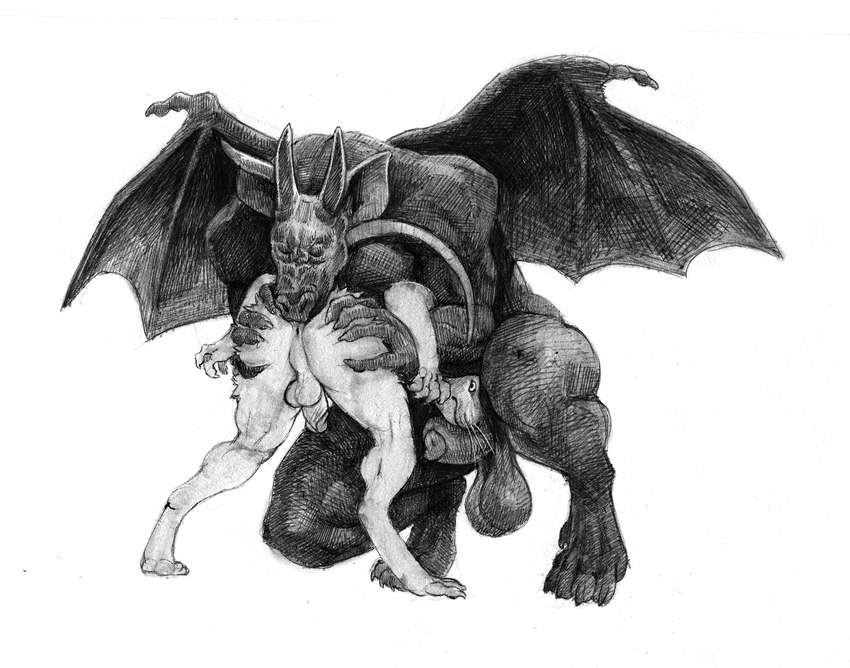 5_fingers 5_toes animal_genitalia animal_penis anthro anus backsack balls bat_ears bat_nose bat_wings bent_over butt butt_grab butt_sniffing canine_genitalia canine_penis claws crouching dark_body digitigrade duo eyes_closed face_in_crotch feet finger_claws fingers foreskin fur genitals glans hand_on_another's_butt hand_on_butt horn humanoid_genitalia humanoid_penis looking_at_viewer looking_back looking_back_at_viewer male male/male membrane_(anatomy) membranous_wings muscular muscular_anthro muscular_male nose_wrinkle penis penis_tip perineum questionable_consent saggy_balls sheath sheath_sniffing simple_background sniffing spreading tail toe_claws toes whiskers white_background white_body white_fur wings momamo american_opossum gargoyle mammal marsupial 2023 hi_res monochrome traditional_media_(artwork)