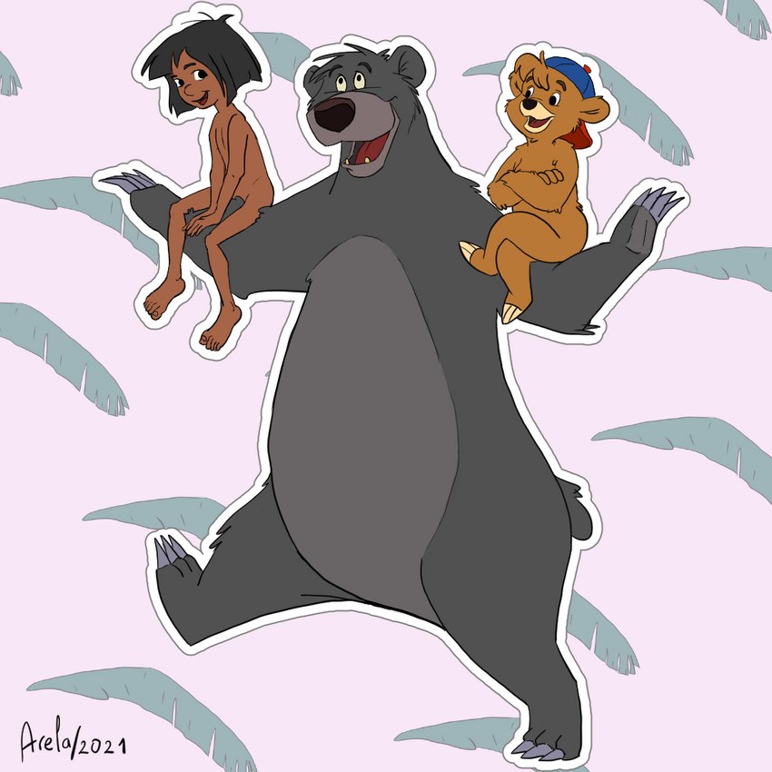 baloo, kit cloudkicker, and mowgli (the jungle book and etc) created by treason89