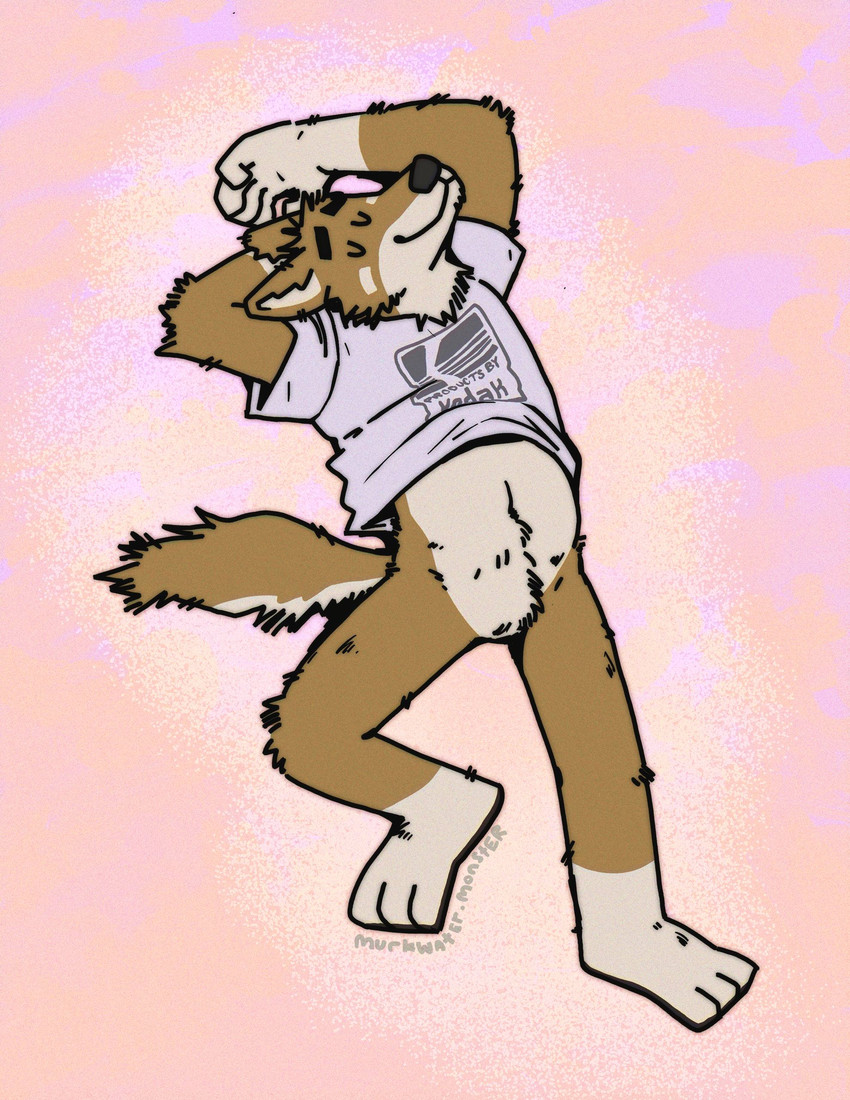 ambiguous_gender anthro bottomless clothed clothing crotch_tuft featureless_crotch null shirt shirt_only sleeping solo topwear topwear_only tuft murkwater.monster canid canine canis coyote mammal absurd_res hi_res