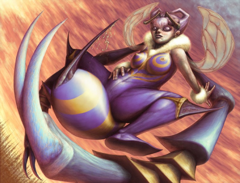 arthropod_abdomen breasts female flying insect_wings nipples non-mammal_breasts non-mammal_nipples solo spread_legs spreading stinger venom wings mark_hyzer capcom darkstalkers q-bee arthropod bee hymenopteran insect