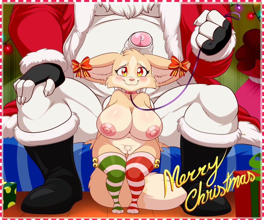 amber_eyes anthro areola balls beard biped blush bodily_fluids boots bow_ribbon breasts claws clothed clothing coat collar detailed_background duo eyelashes facial_hair female fingerless_gloves footwear foreskin front_view genital_fluids genitals gloves handwear holidays larger_male leash leashed_collar legwear loli looking_at_viewer male male/female nipples open_clothing open_coat open_topwear oppai_loli penis precum pubes pupils pussy shoes short_stack size_difference smile stockings thick_thighs thigh_highs toothy_smile topwear young lonbluewolf christmas bear canid canine fennec_fox fox mammal polar_bear true_fox ursine 6:5 hi_res