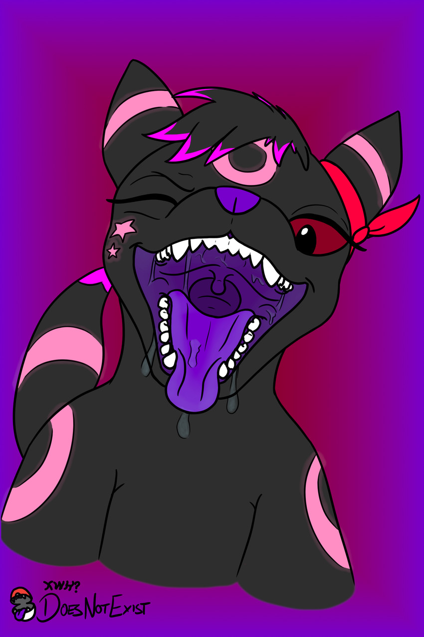 black_body black_fur bodily_fluids drooling female feral fur mouth_shot open_mouth purple_body purple_insides purple_skin red_eyes saliva uvula doesnotexist xujintsguardian nintendo pokemon lunious eeveelution generation_2_pokemon pokemon_(species) umbreon 2:3 absurd_res hi_res