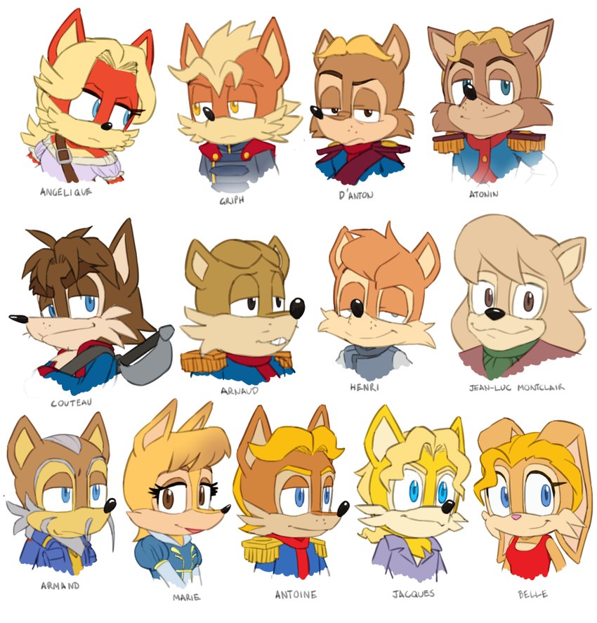 anthro blonde_hair blue_eyes brown_body brown_eyes brown_fur cheek_tuft eyelashes facial_hair facial_tuft family female fur group hair looking_at_viewer male mustache simple_background text tuft white_background yellow_body yellow_eyes yellow_fur joeadok archie_comics sega sonic_the_hedgehog_(archie) sonic_the_hedgehog_(comics) sonic_the_hedgehog_(satam) sonic_the_hedgehog_(series) antoine_d'coolette armand_d'coolette belle_d'coolette jacques_d'coolette marie_d'coolette canid canine canis coyote lagomorph leporid mammal rabbit 2024 character_name brother_(lore) brother_and_sister_(lore) sibling_(lore) sister_(lore)