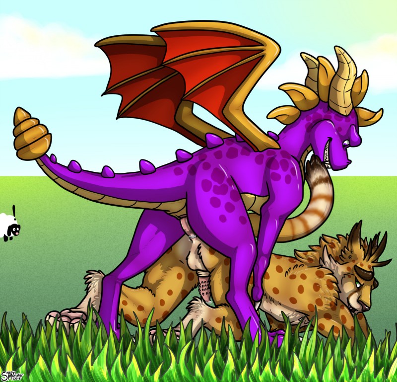 hunter and spyro (spyro reignited trilogy and etc) created by sleepymonster