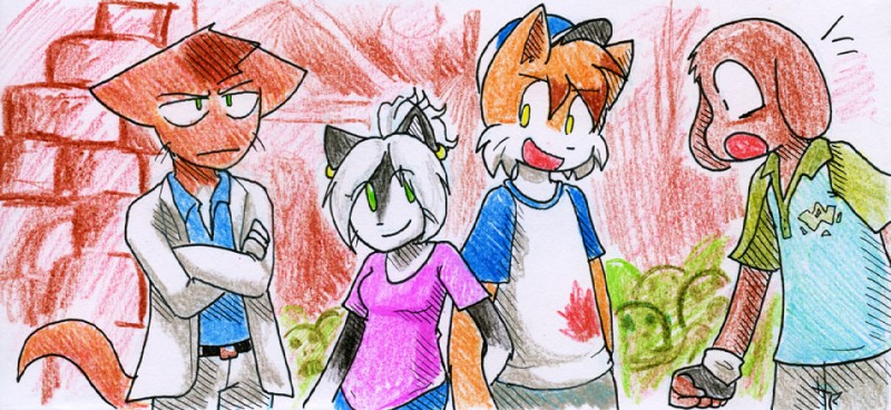 anthro bci_commission clothed clothing female group male parody shocked smile surprise tail taeshi_(artist) bittersweet_candy_bowl left_4_dead_(series) valve abbey_(bcb) coach_(left_4_dead) david_(bcb) ellis_(left_4_dead) jasmine_(bcb) nick_(left_4_dead) paulo_(bcb) protagonist_(left_4_dead) rochelle_(left_4_dead) canid canine canis domestic_cat domestic_dog felid feline felis green_flu_mutant_(left_4_dead) mammal somali_cat undead zombie shaded