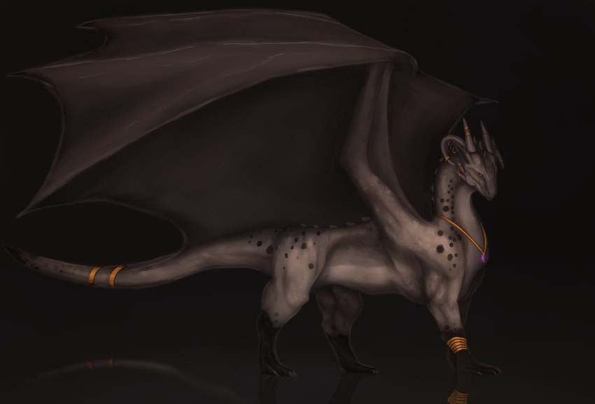 ambiguous_gender black_markings feral male markings membrane_(anatomy) membranous_wings muscular muscular_feral muscular_male scales solo white_body white_scales wings rakess mythology dragon mythological_creature mythological_scalie scalie hi_res