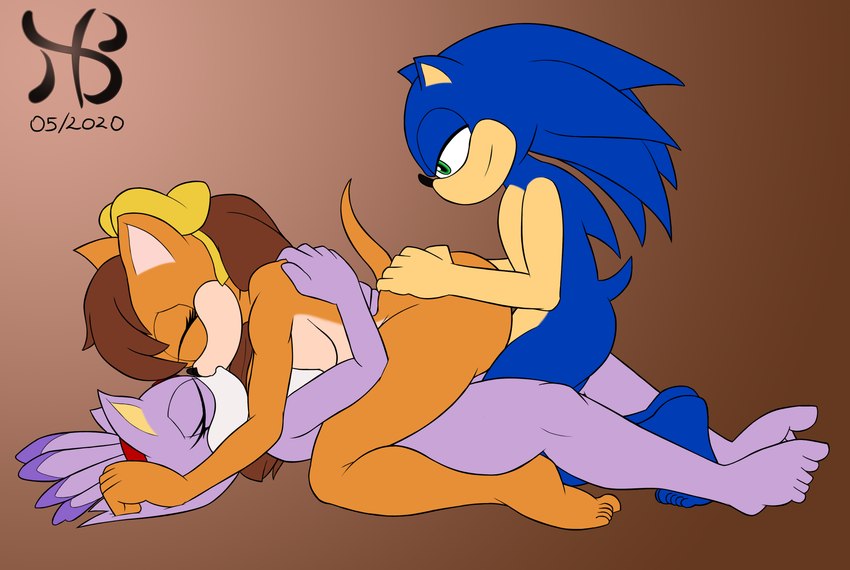 anthro bisexual breast_squish breasts breasts_frottage countershade_face countershade_torso countershading female female/female ffm_threesome group kiss_on_lips male male/female polyamory sex squish tan_body tan_countershading trio white_body white_countershading hiastobasement sega sonic_the_hedgehog_(series) sonic_x-treme blaze_the_cat sonic_the_hedgehog tiara_boobowski domestic_cat eulipotyphlan felid feline felis hedgehog mammal manx 2020 absurd_res hi_res