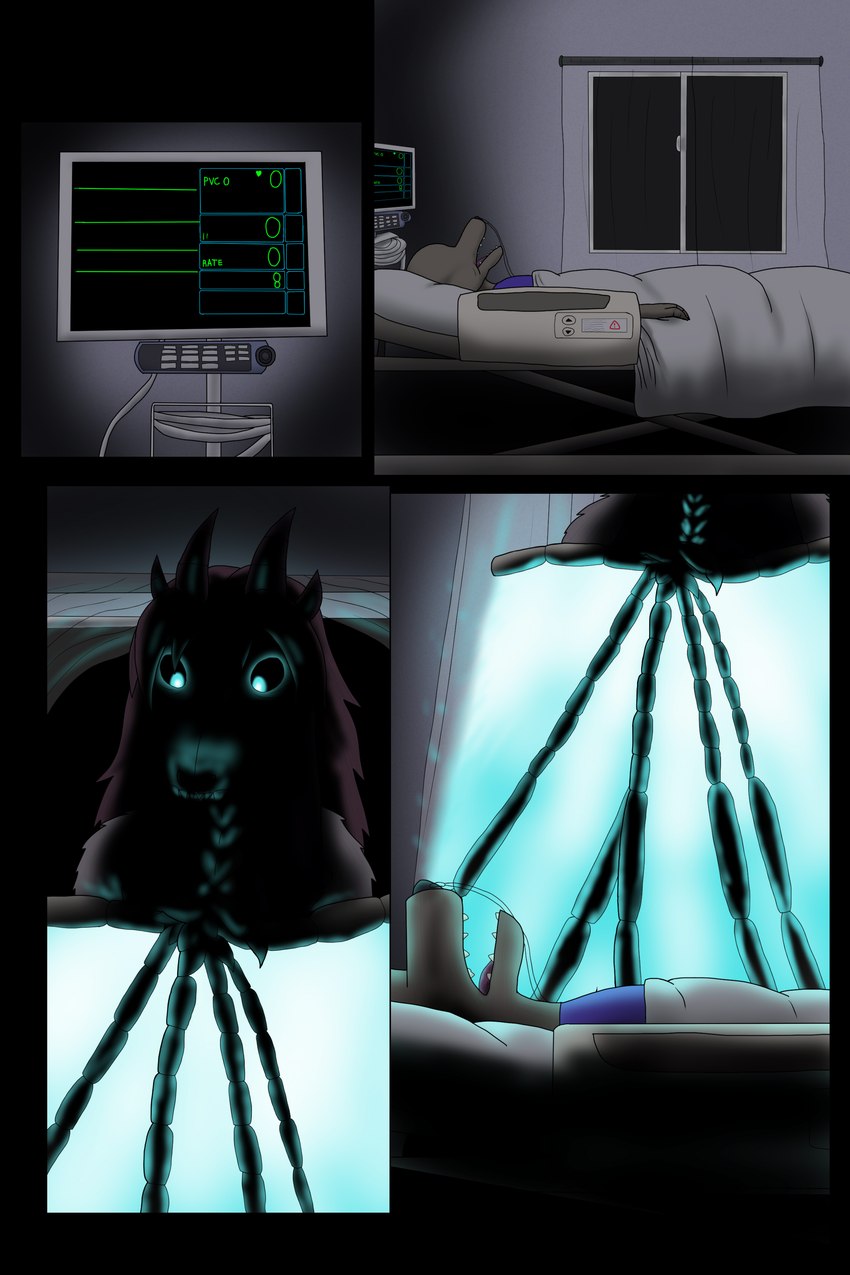 anthro bed bone bone_wings cardiac_monitor death duo elderly_male fire flaming_wings furniture glowing glowing_eyes horn hospital_bed male medical_instrument scientific_instrument skull skull_head unusual_anatomy unusual_wings wings alythewolfcat european_mythology greek_mythology mythology death_(personification) grim_reaper thanatos dragon mythological_creature mythological_scalie scalie 2:3 absurd_res comic hi_res right_to_left