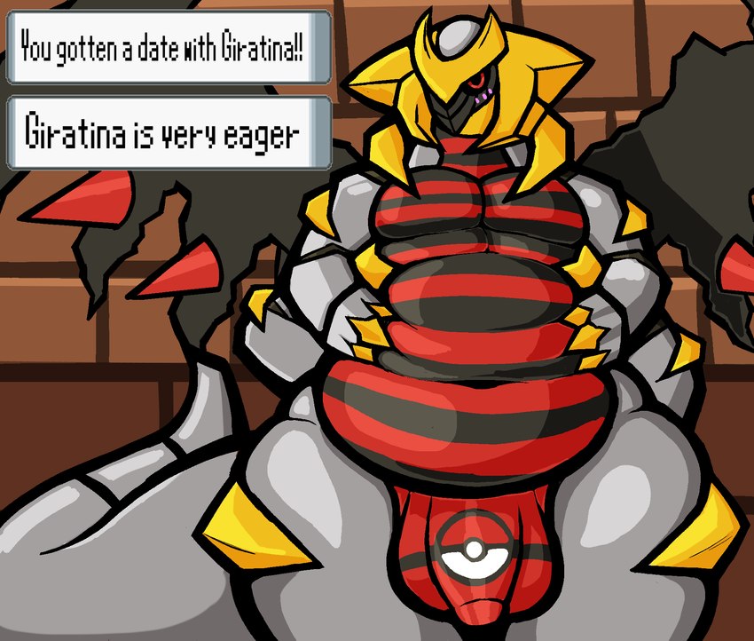 anthro belly big_belly blush bulge clothing detailed_bulge looking_at_viewer male multi_arm multi_limb overweight overweight_anthro overweight_male simple_background solo tail text thick_thighs underwear wide_hips wings gayguyfella mythology nintendo pokemon altered_forme_giratina dragon generation_4_pokemon giratina legendary_pokemon mythological_creature mythological_scalie pokemon_(species) scalie digital_media_(artwork) english_text hi_res